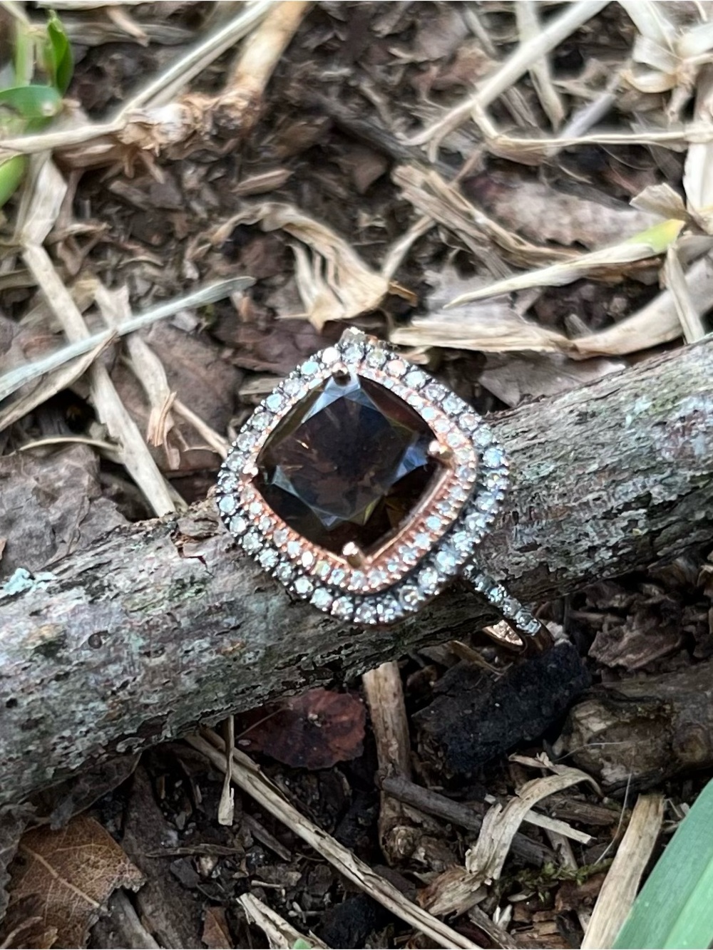 Ralph Lauren 14K Rose Gold, 2.85ct Smoky Quartz & Diamond Halo Band